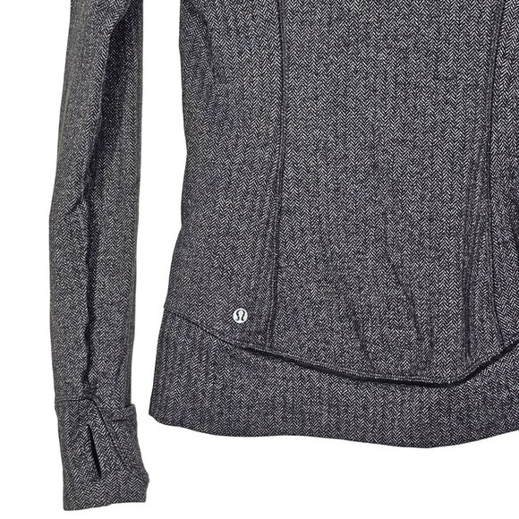 Lululemon Think Fast Pullover Herringbone Quater Zip Heathered Black Women's 6 - Picture 11 of 16